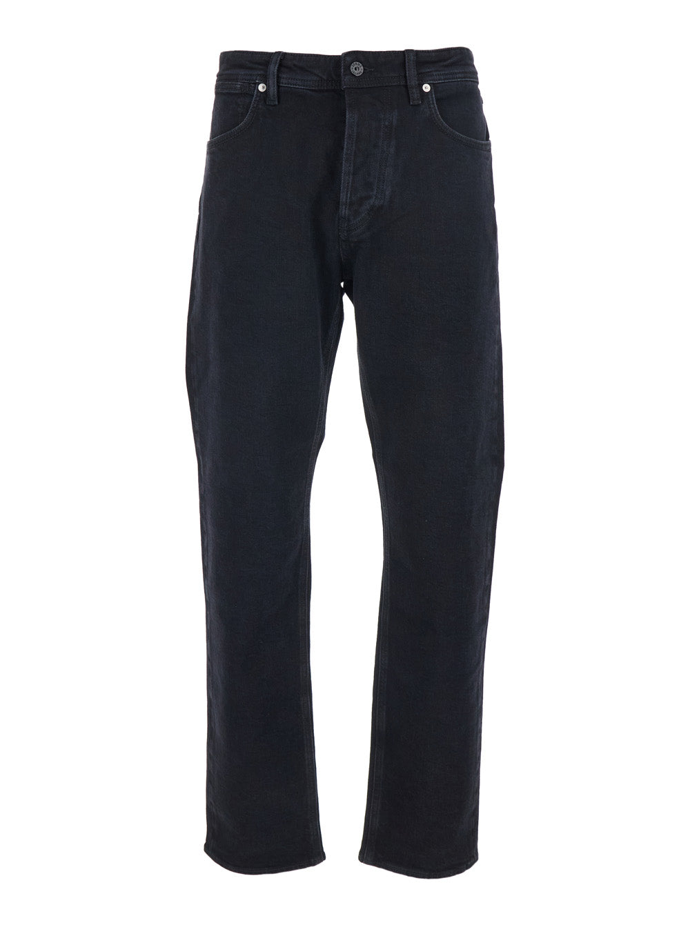 Stone Island Men Black Jeans With Logo Patch On The Rear And Belt Loops In Denim Stretch Man