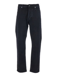 Stone Island Men Black Jeans With Logo Patch On The Rear And Belt Loops In Denim Stretch Man