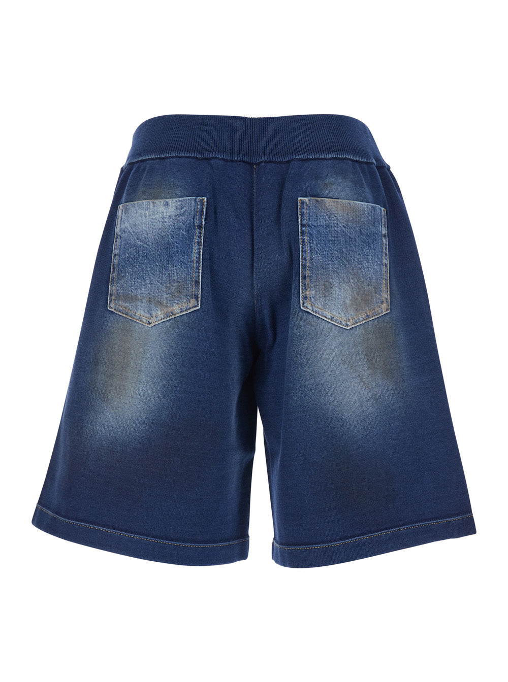 Dsquared2 Men Blue Shorts With Elastic Waist And Worn Effect In Cotton For Men