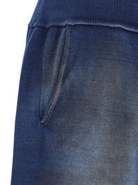 Dsquared2 Men Blue Shorts With Elastic Waist And Worn Effect In Cotton For Men