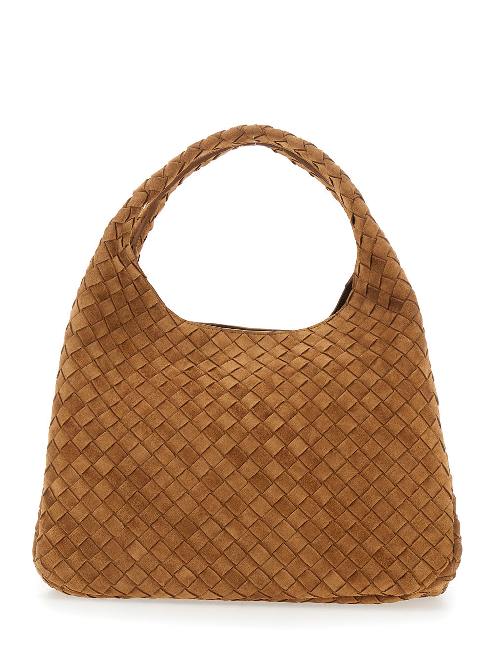 Bottega Veneta Women Brown Large 'Campana' Shoulder Bag With Two Top Handles And Intreccio Motif In Leather For Women