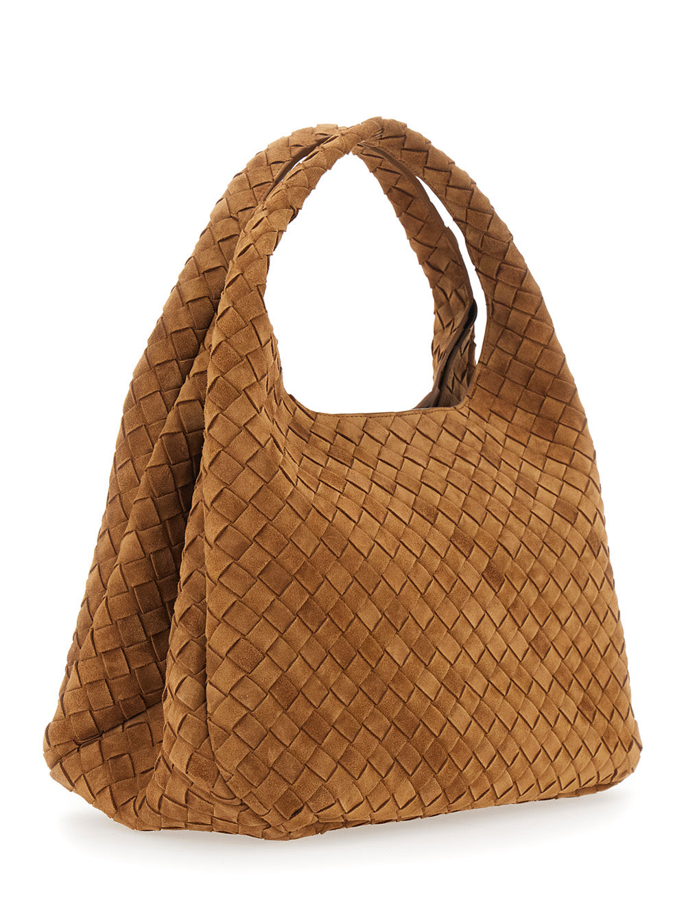 Bottega Veneta Women Brown Large 'Campana' Shoulder Bag With Two Top Handles And Intreccio Motif In Leather For Women