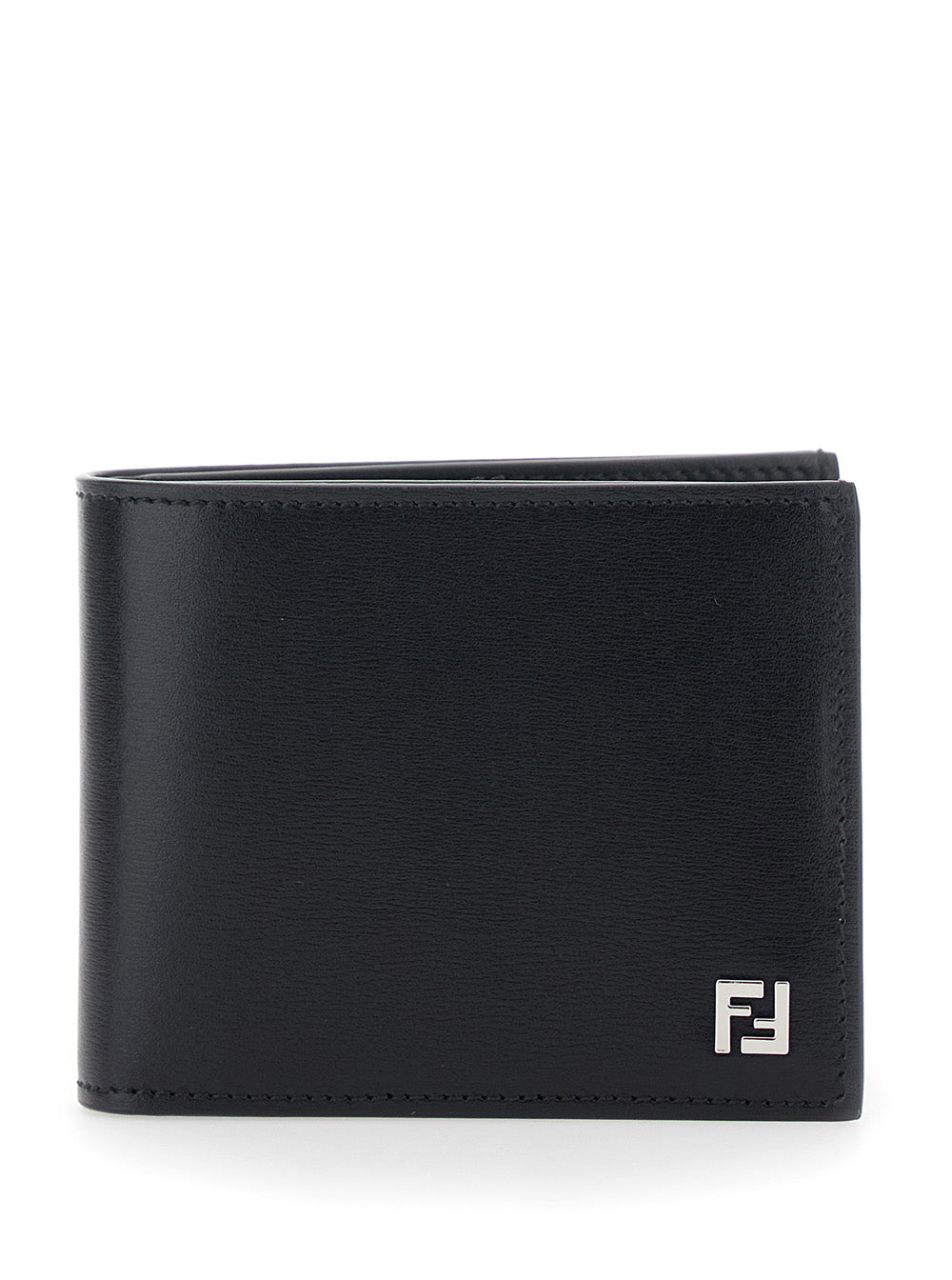 Fendi Men Black Wallet With Logo Plate On The Front In Leather For Men