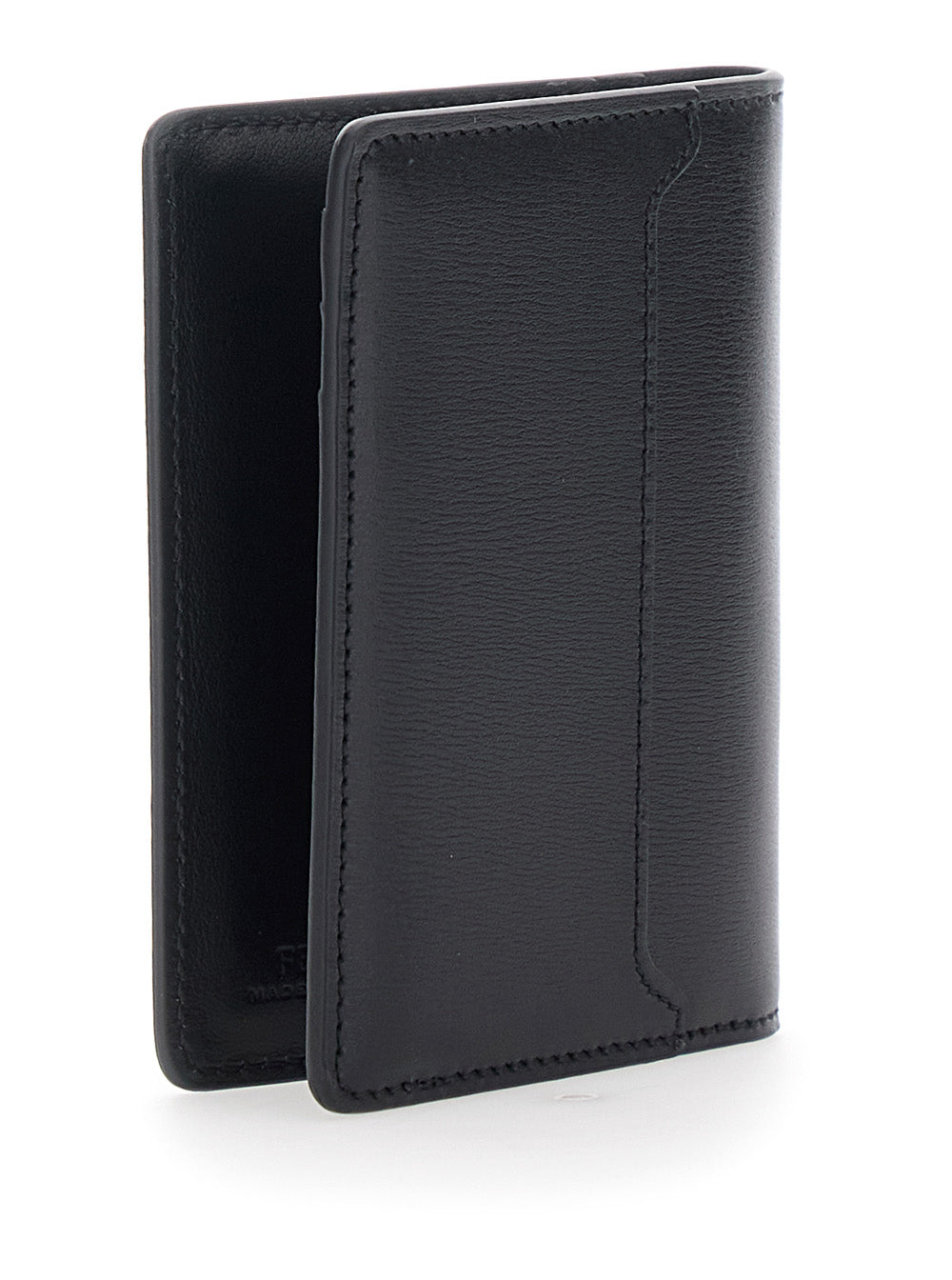 Fendi Men Black Card Holder With Ff Logo Plate On The Front And Rectangular Design In Leather Man