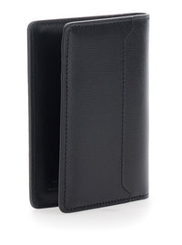 Fendi Men Black Card Holder With Ff Logo Plate On The Front And Rectangular Design In Leather Man