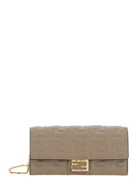 Fendi Women 'Continental' Beige Crossbody Bag With All-Over Ff Motif In Leather For Women
