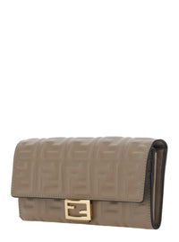 Fendi Women 'Continental' Beige Crossbody Bag With All-Over Ff Motif In Leather For Women