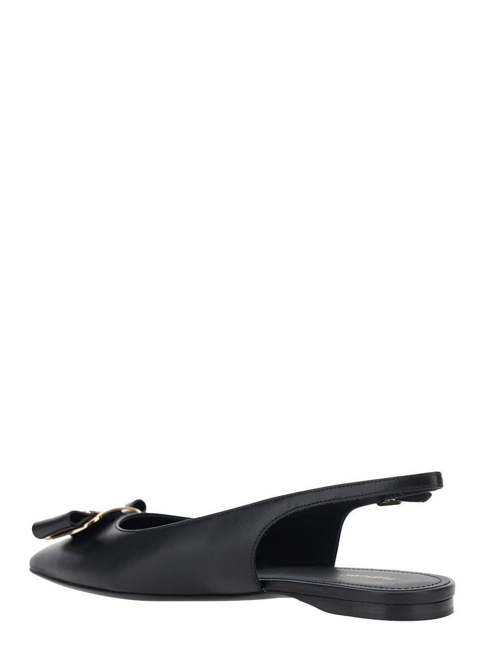 Ferragamo Women 'Zelmi' Black Slingback Ballet Shoes With Logo Plate On The Front In Leather Woman