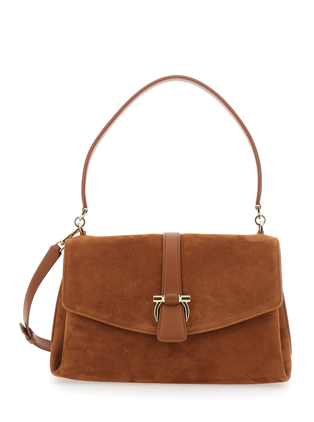 FERRAGAMO Ferragamo Women Brown Crossbody Bag With Adjustable And Removable Strap And Closure With Gancini Plaque In Suede For Women