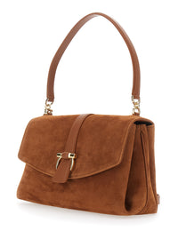 FERRAGAMO Ferragamo Women Brown Crossbody Bag With Adjustable And Removable Strap And Closure With Gancini Plaque In Suede For Women