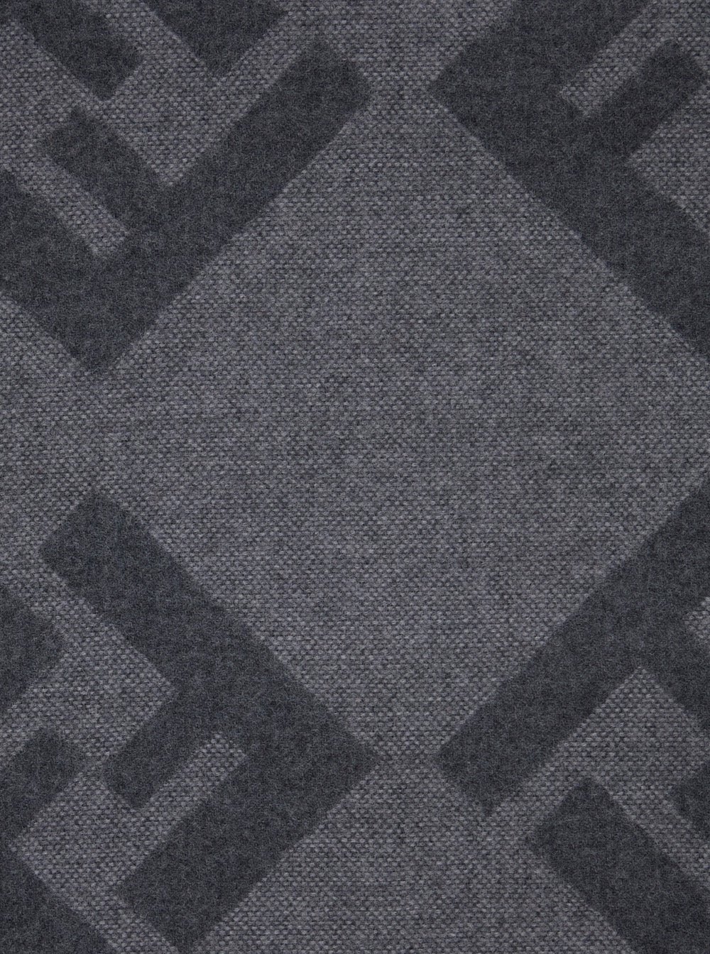 Fendi Men Grey Fringed Edge Scarf With All-Over Ff Logo In Wool Men
