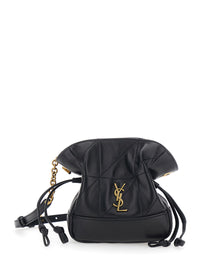 SAINT LAURENT Saint Laurent Women Black Crossbody Bag With Drawstring Closure And Cassandre Plaque On The Front In Leather Woman