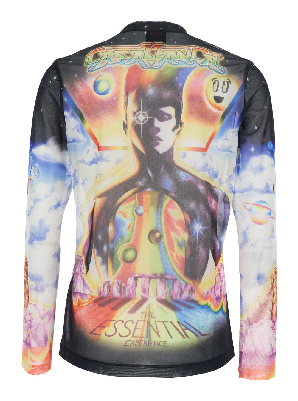Casablanca Men Multicolor Long Sleeve Crew Neck T-Shirt With All-Over Print In Stretch Tech Fabric Man
