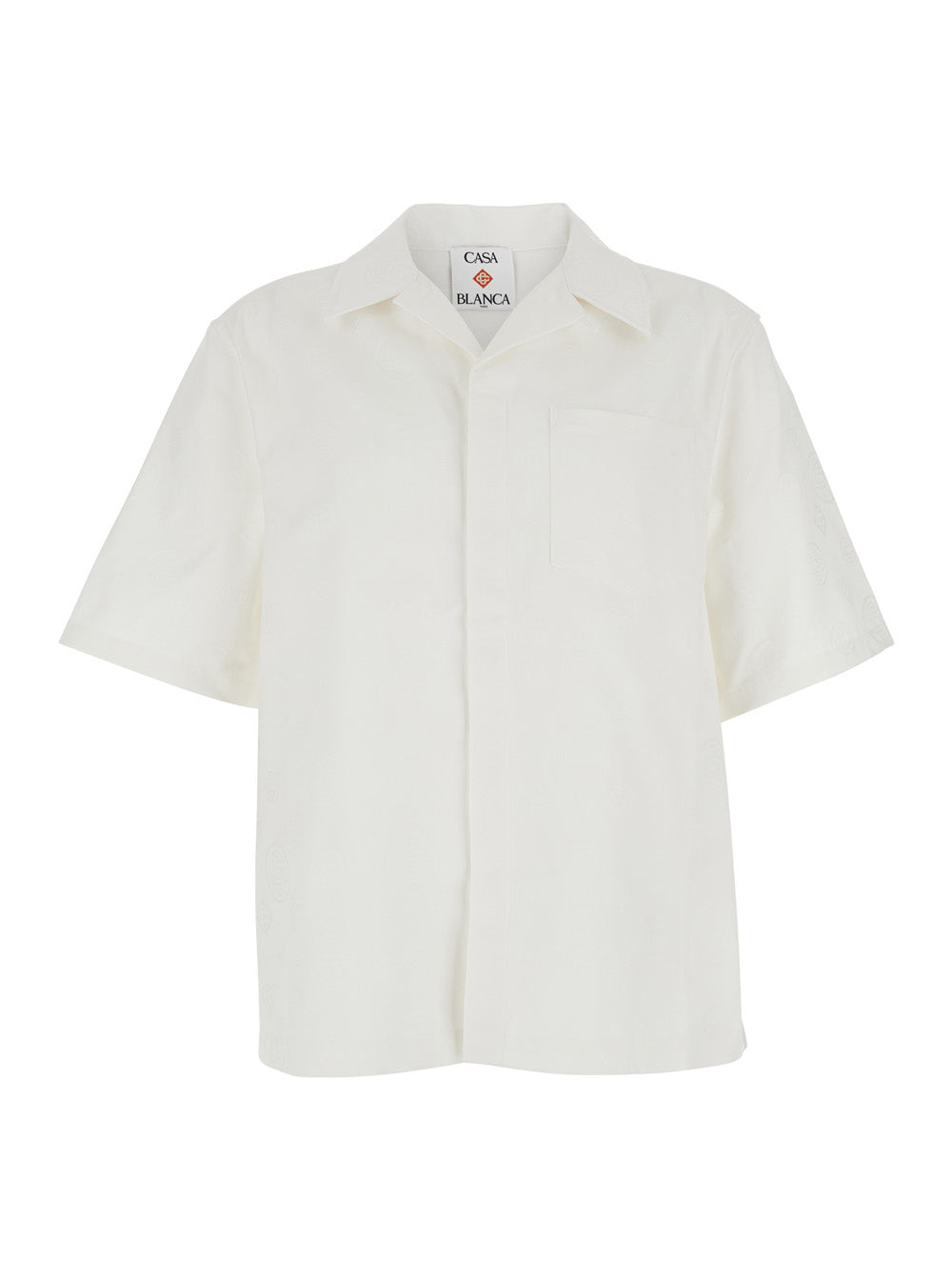 Casablanca Men White Bowling Shirt With Cuban Collar In Cotton Man