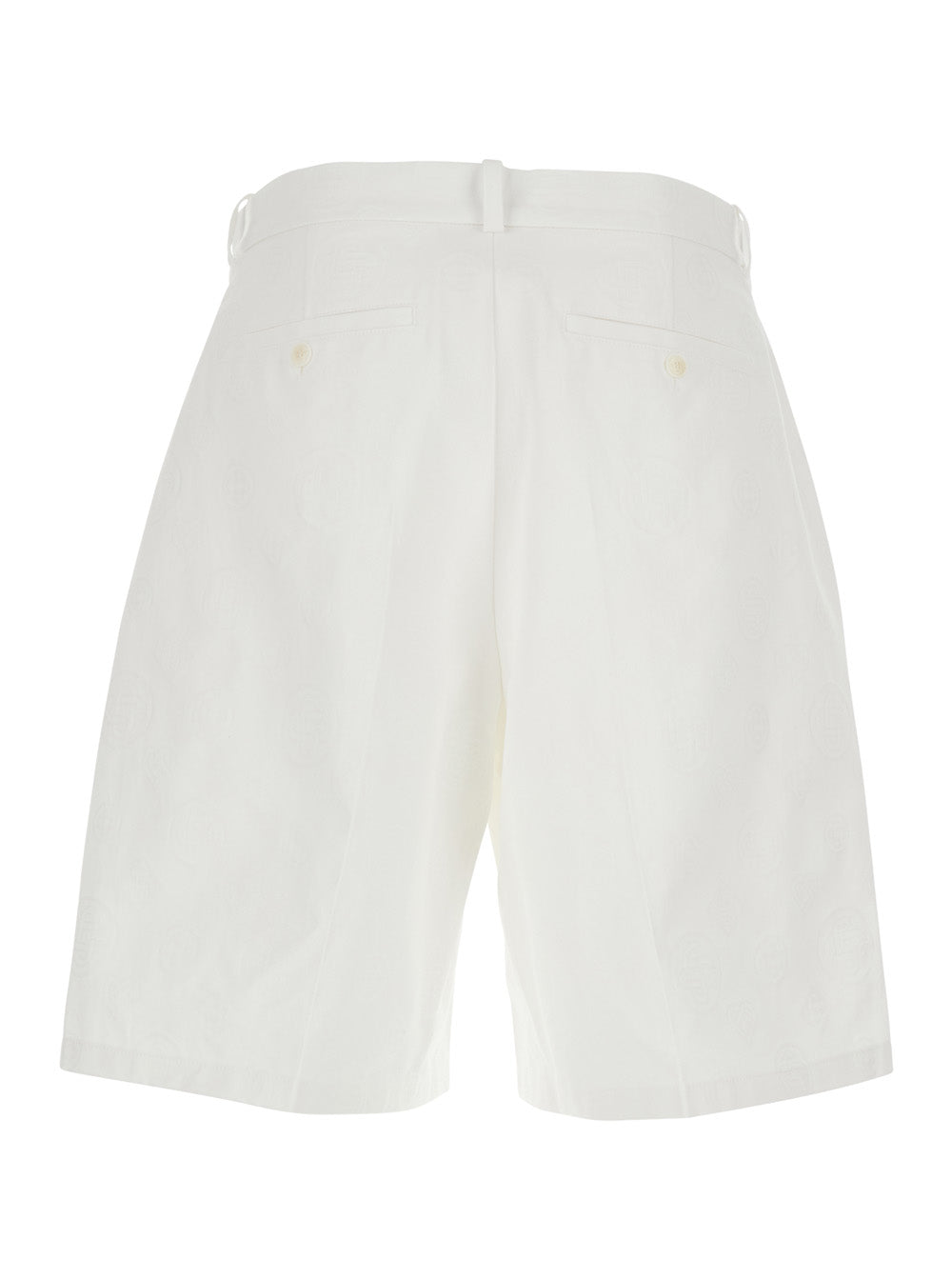 Casablanca Men White Bermuda Shorts With Logo Plate On The Belt Loop And Wide Leg In Cotton Man