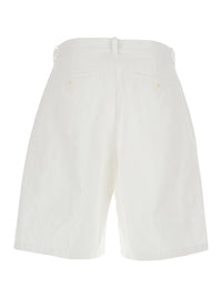 Casablanca Men White Bermuda Shorts With Logo Plate On The Belt Loop And Wide Leg In Cotton Man