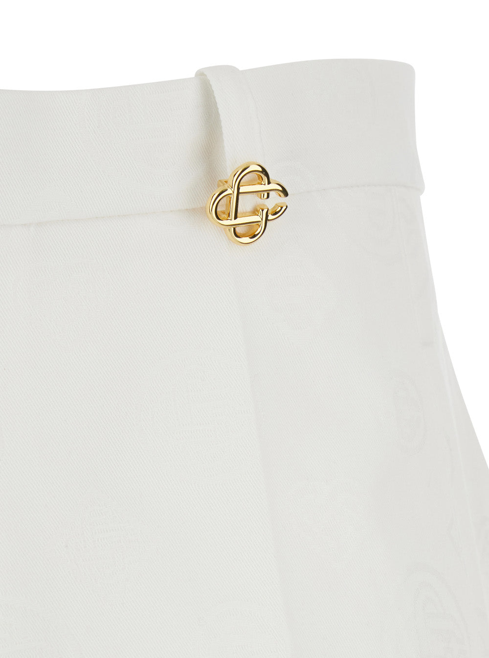 Casablanca Men White Bermuda Shorts With Logo Plate On The Belt Loop And Wide Leg In Cotton Man