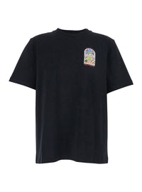 Casablanca Men Black T-Shirt With Logo Detail On The Front And Maxi Logo On The Back In Cotton Man