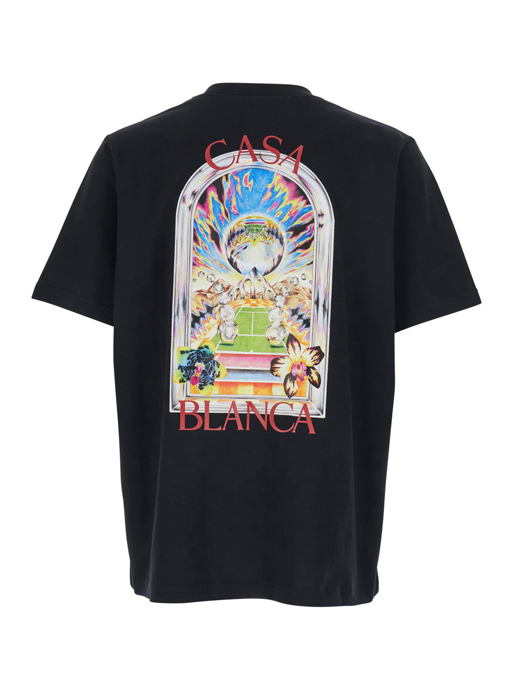 Casablanca Men Black T-Shirt With Logo Detail On The Front And Maxi Logo On The Back In Cotton Man