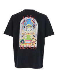 Casablanca Men Black T-Shirt With Logo Detail On The Front And Maxi Logo On The Back In Cotton Man
