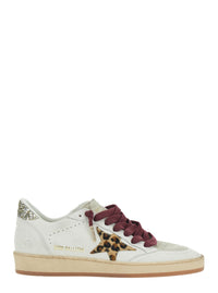GOLDEN GOOSE Golden Goose Women 'Ballstar' White Low Top Sneakers With Star Patch With Glitter And Glitter Heel And Logo Lettering In Leather For Women