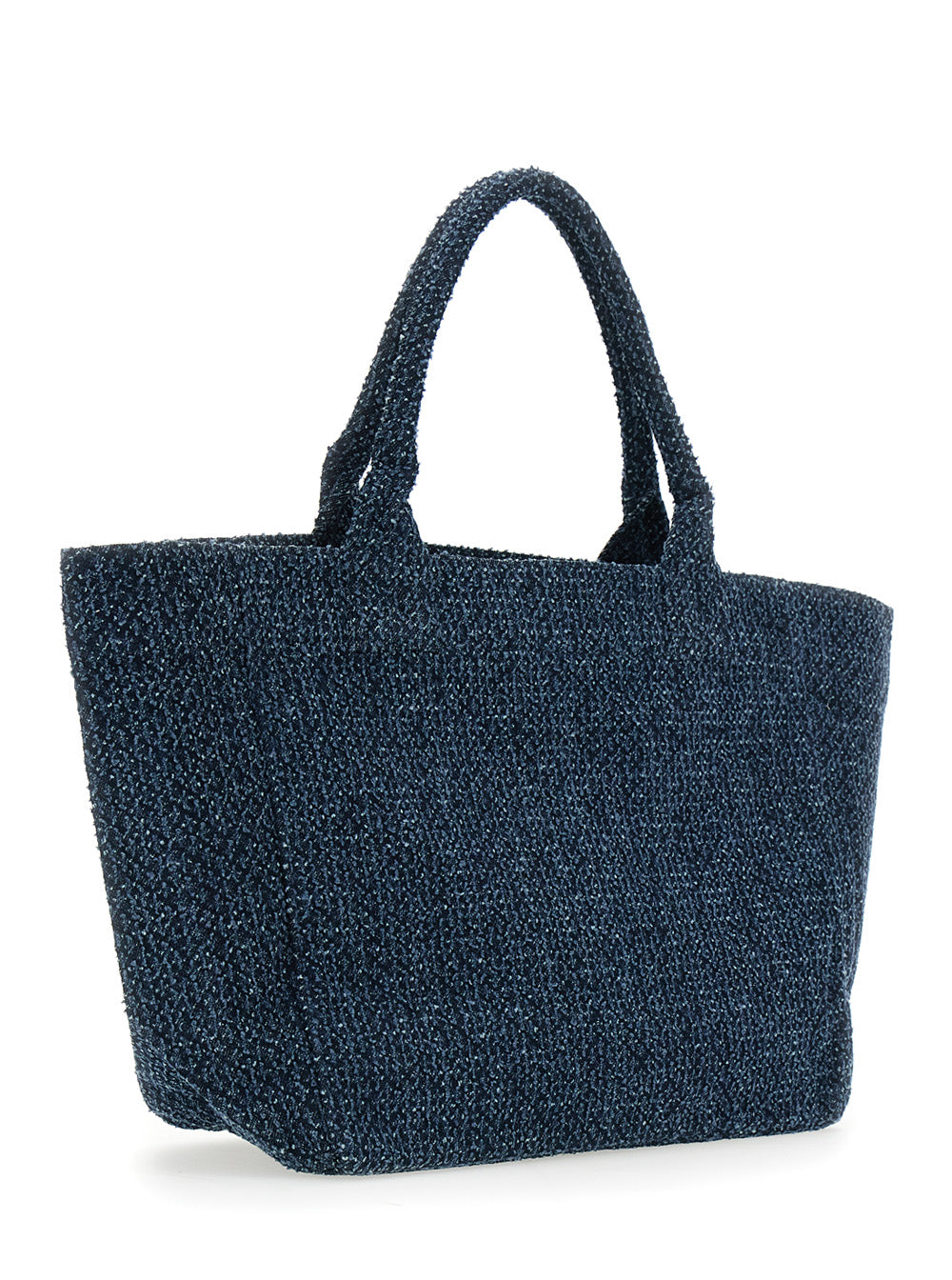 Ganni Women 'Trapeze Medium' Blue Shopper With Logo Lettering And Print On The Front In Cotton Women
