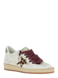 GOLDEN GOOSE Golden Goose Women 'Ballstar' White Low Top Sneakers With Star Patch With Glitter And Glitter Heel And Logo Lettering In Leather For Women