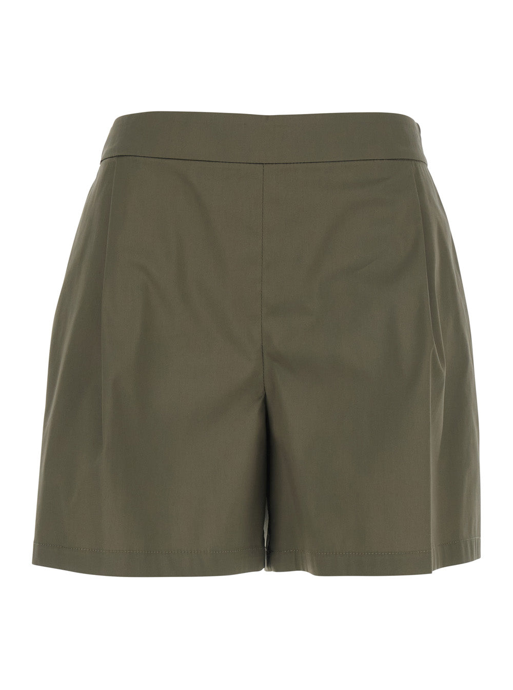 Leplain Women Green Women's Shorts With Semi-Elasticated Waist And Side Closure In Cotton Blend