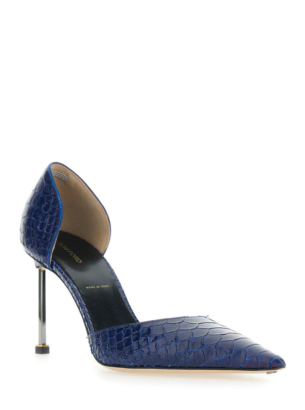 Tom Ford Women 'D'orsay' Blue Pumps With Stiletto Heel And Crocodile-Embossed Effect In Leather For Women