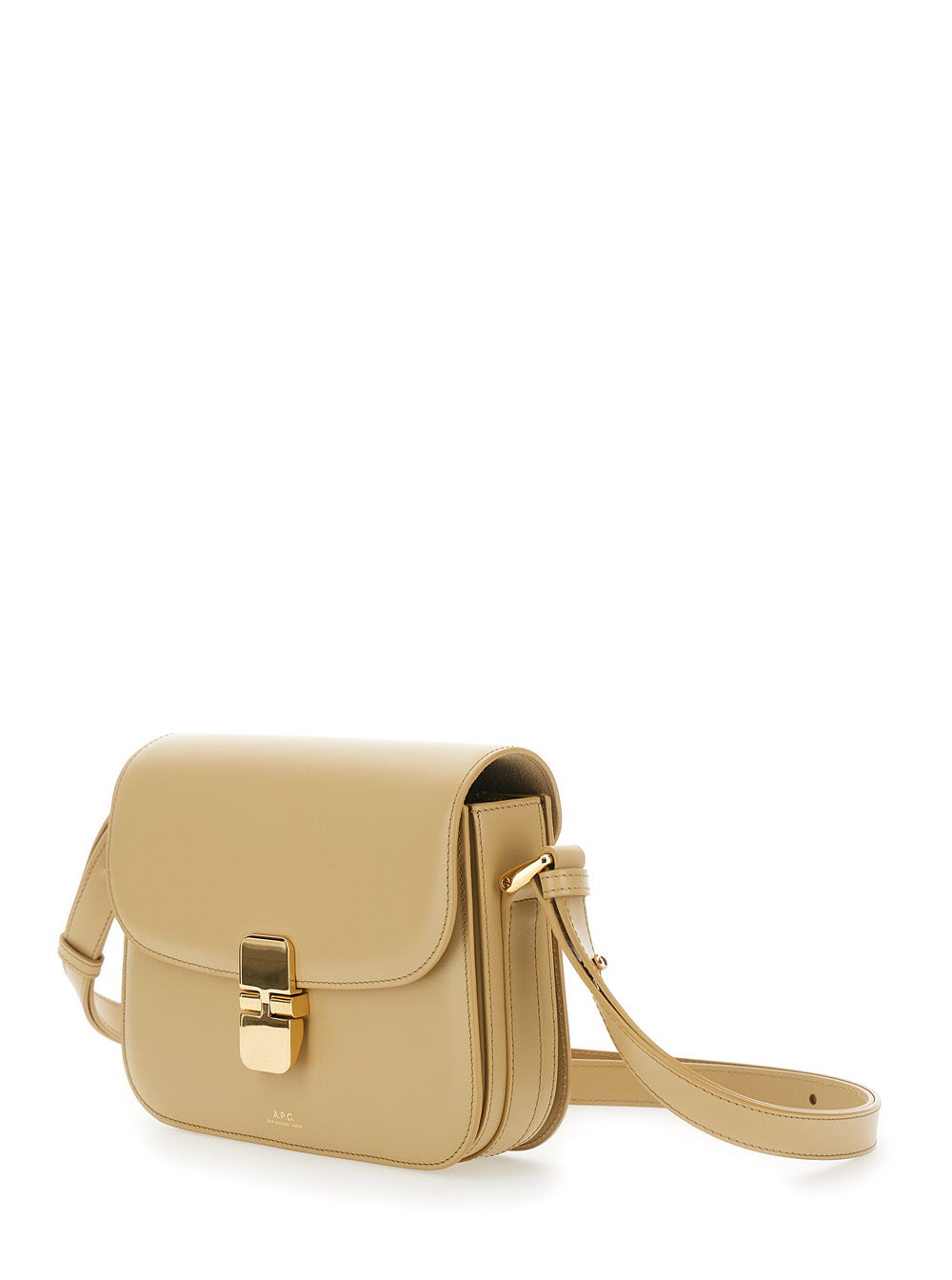 A.P.C. Women 'Grace Small' Beige Crossbody Bag With Adjustable Strap And Logo Plate On The Front In Leather Woman