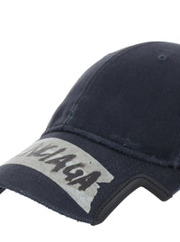 Balenciaga Men Black Baseball Cap With Maxi Logo Lettering On The Front In Cotton Man