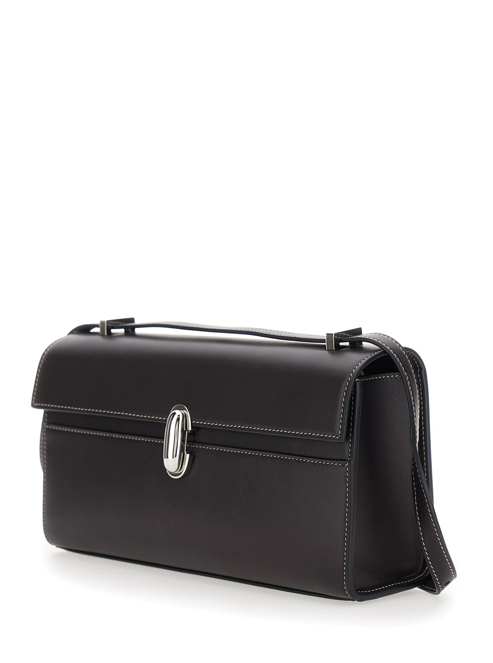 SAVETTE Savette Women Shoulder Bag 'Simmetry' With Top Strap And Turn Lock Closure In Brown Leather For Women