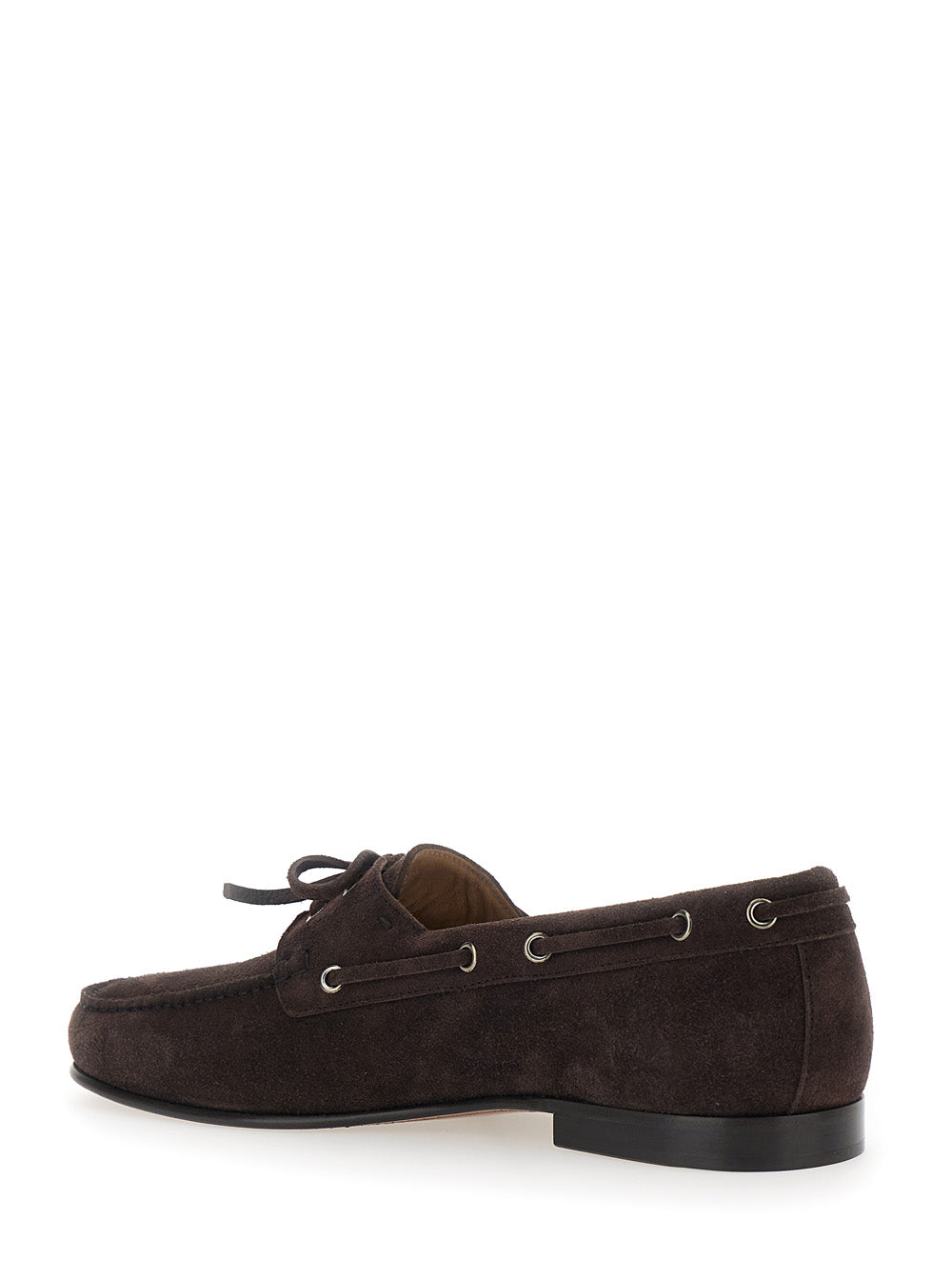 Valentino Garavani Men Brown Loafers With Rounded Toe And Laces With Bow On The Front In Suede Man