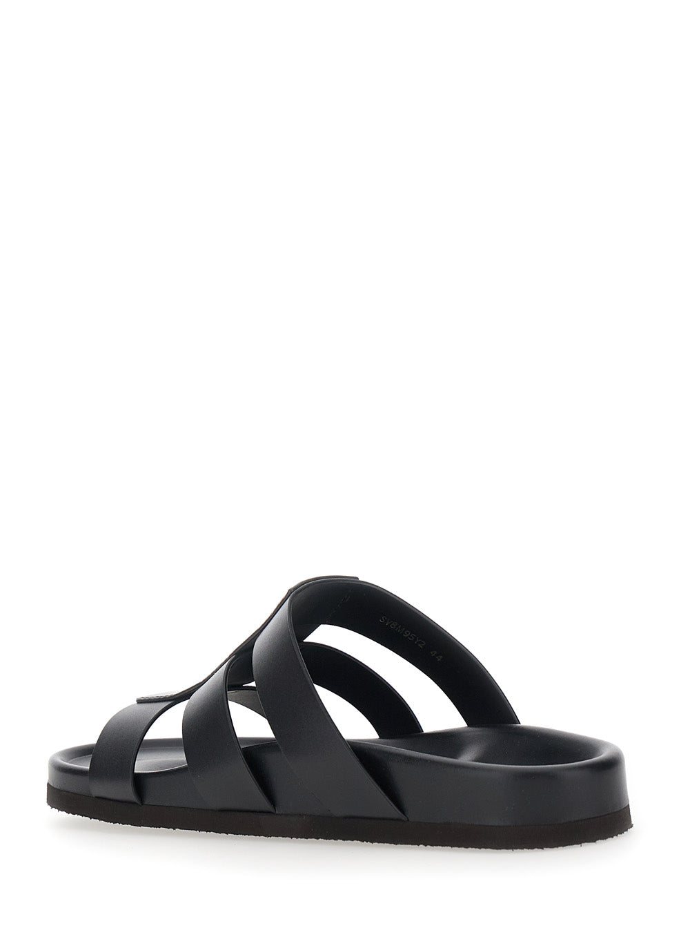 Valentino Garavani Men Sandals With Cage Design And Vlogo Plaque On The Front In Black Leather Man