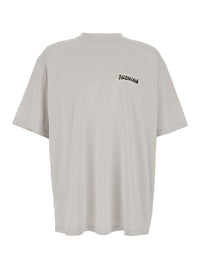 Balenciaga Men White Cotton T-Shirt With Logo On Front And Back For Men