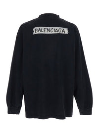 Balenciaga Men Black Cotton Sweatshirt With Logo On Front And Back For Men