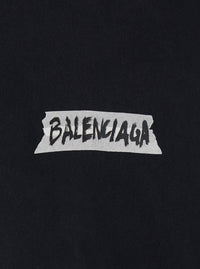 Balenciaga Men Black Cotton Sweatshirt With Logo On Front And Back For Men
