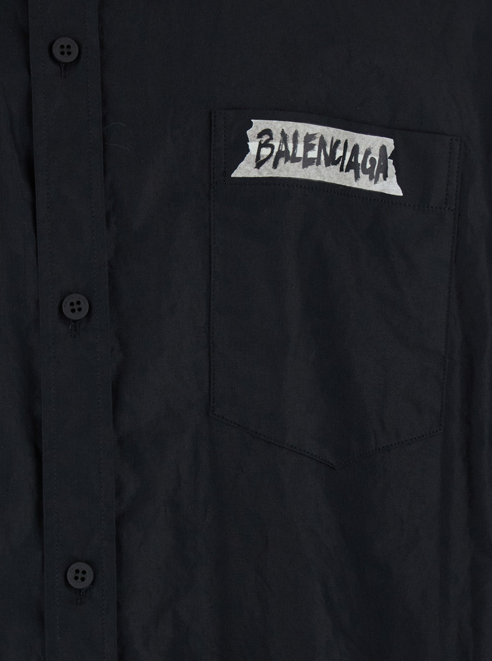 Balenciaga Men Black Shirt With Button-Down Collar And Logo On Front And Back In Cotton Man