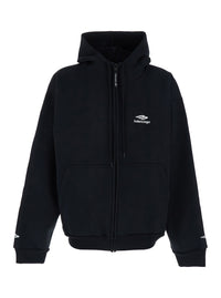 Balenciaga Men Black Zip-Up Sweatshirt With Logo On The Front In Cotton Man