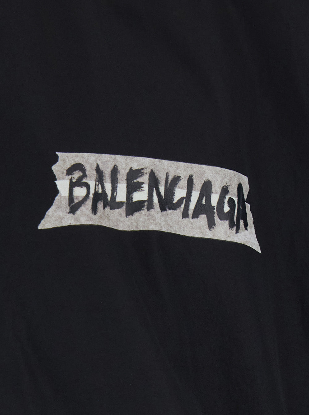 Balenciaga Men Black Jacket With High Collar And Logo On Front And Back In Cotton Blend For Men