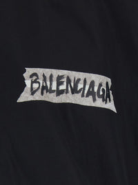 Balenciaga Men Black Jacket With High Collar And Logo On Front And Back In Cotton Blend For Men