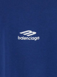BALENCIAGA Balenciaga Men Blue Tshirt With Logo On Front And Maxi Logo On Back In Cotton Man