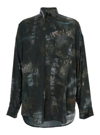 Balenciaga Balenciaga Men Black Shirt With All-Over Print In Viscose Men