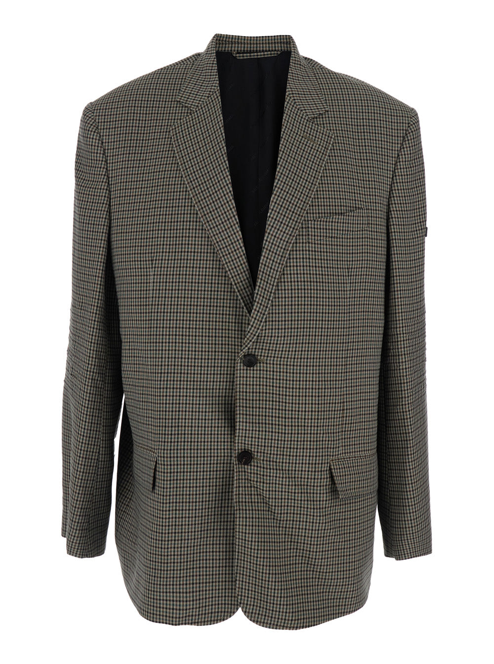 Balenciaga Men Brown Striped Jacket With Logo Patch On Sleeve For Men