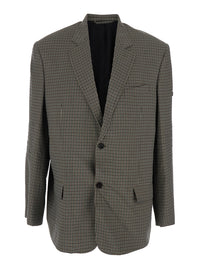 Balenciaga Men Brown Striped Jacket With Logo Patch On Sleeve For Men