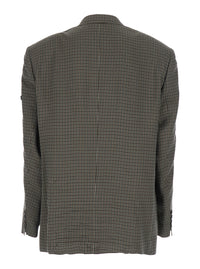 Balenciaga Men Brown Striped Jacket With Logo Patch On Sleeve For Men