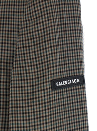 Balenciaga Men Brown Striped Jacket With Logo Patch On Sleeve For Men