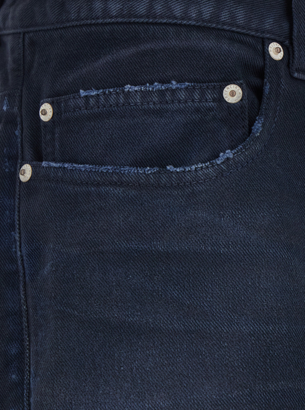 Balenciaga Men Blue Jeans With Faded Effect And Logo Patch On The Back In Cotton Man
