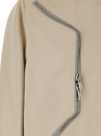 Rick Owens Men Heizer Flight Bomber Jacket With Bomber Collar And Two Zip Pockets On The Front In Beige Cotton Blend For Men