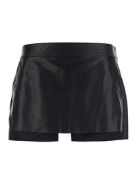 Rick Owens Women Miniskirt 'Fog' With Cut-Out On The Front And Zip Closure On The Back In Black Leather For Women